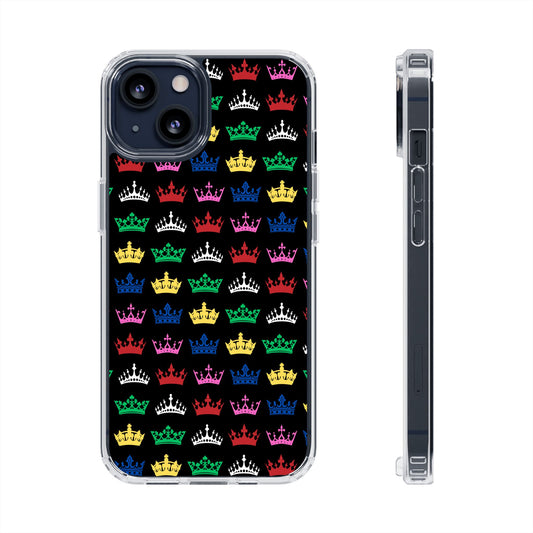 SIX Inspired Colorful Crown Clear Phone Case, Unique Gift for Her, Stylish Phone Accessory, Crown Design Case, Fun Phone Protector