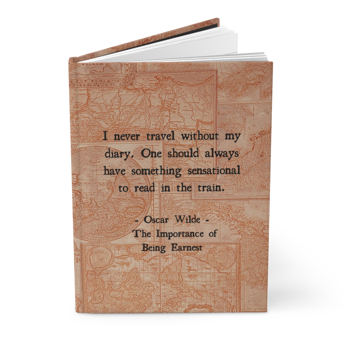 Earnest Hardcover Journal | Travel Diary, Vintage Map Notebook, Gift for Writers, Travelers, and Students, Oscar Wilde Quote