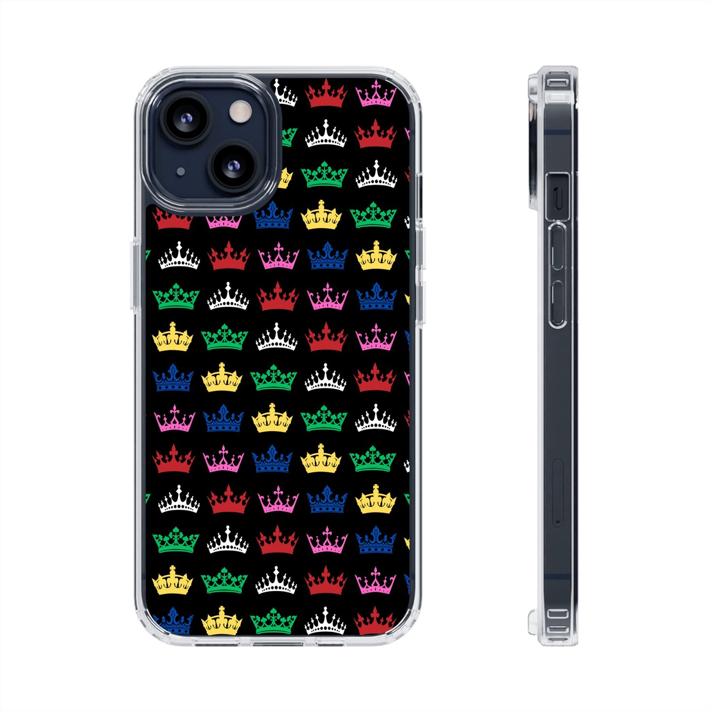 SIX Inspired Colorful Crown Clear Phone Case, Unique Gift for Her, Stylish Phone Accessory, Crown Design Case, Fun Phone Protector